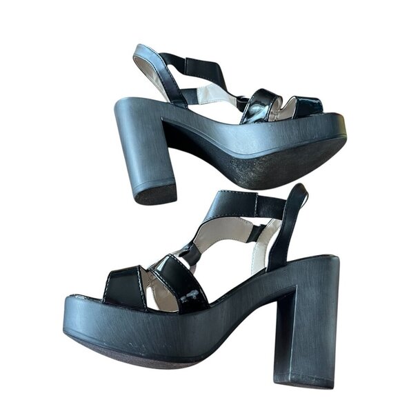Bruna Jesi Black Leather Italian High Quality Ankle Strap Block Heel Sandals 39 - Picture 4 of 10